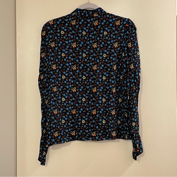 MAJE NWOT Catila Floral Print Crepe Shirt in Black - Picture 5 of 9